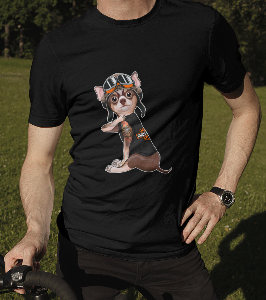 Hd Tattoo Chihuahua Harley Davidson Style Moto Pup T-Shirt