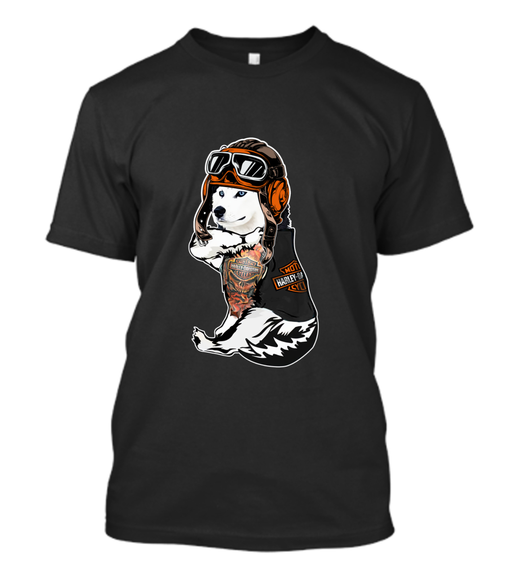 Harley Davidson Biker Husky With Hd Tattoo T-Shirt
