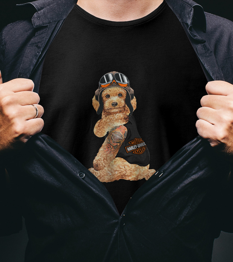 Shotgun Harley Davidson Cycles Hd Tatoo Poodle T-Shirt