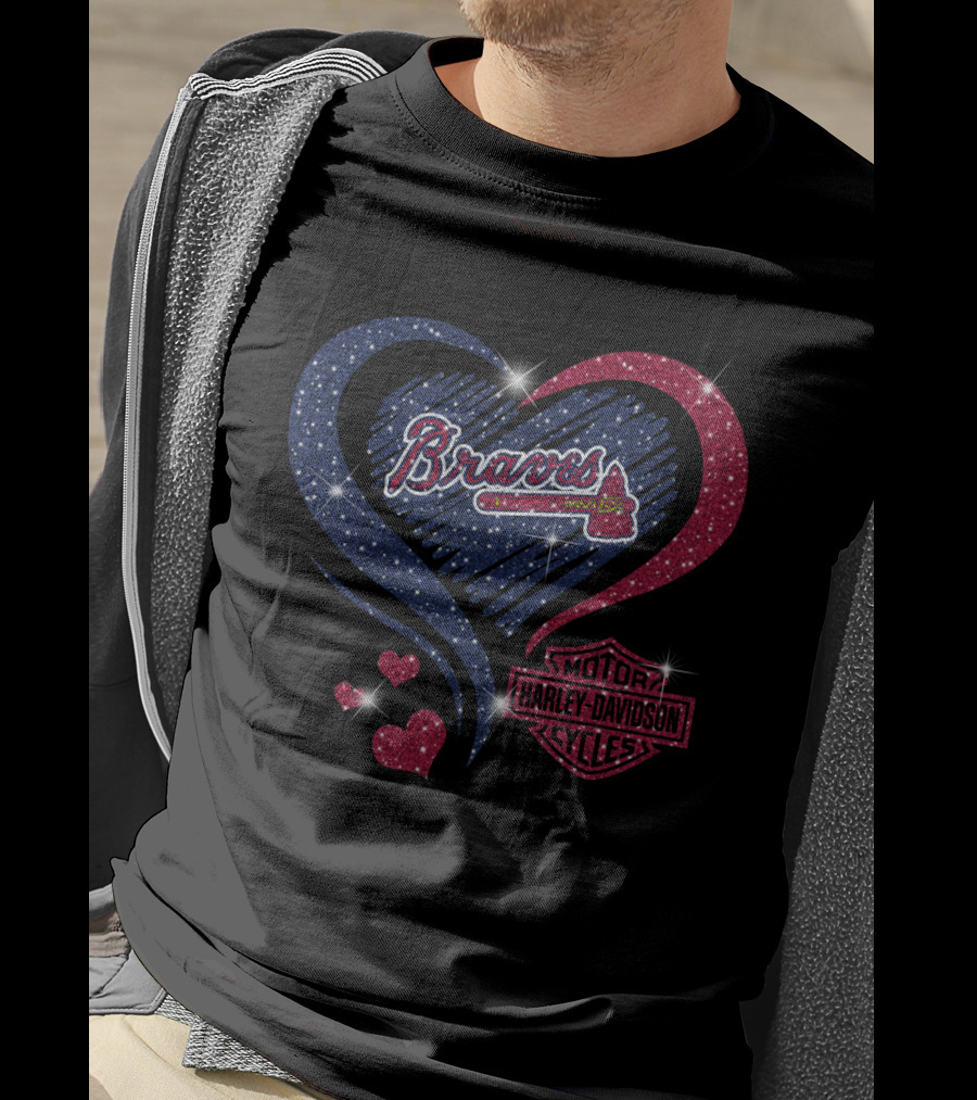 Braves Harley Davidson Heart Sparkle 0307Hd Atlanta T-Shirt