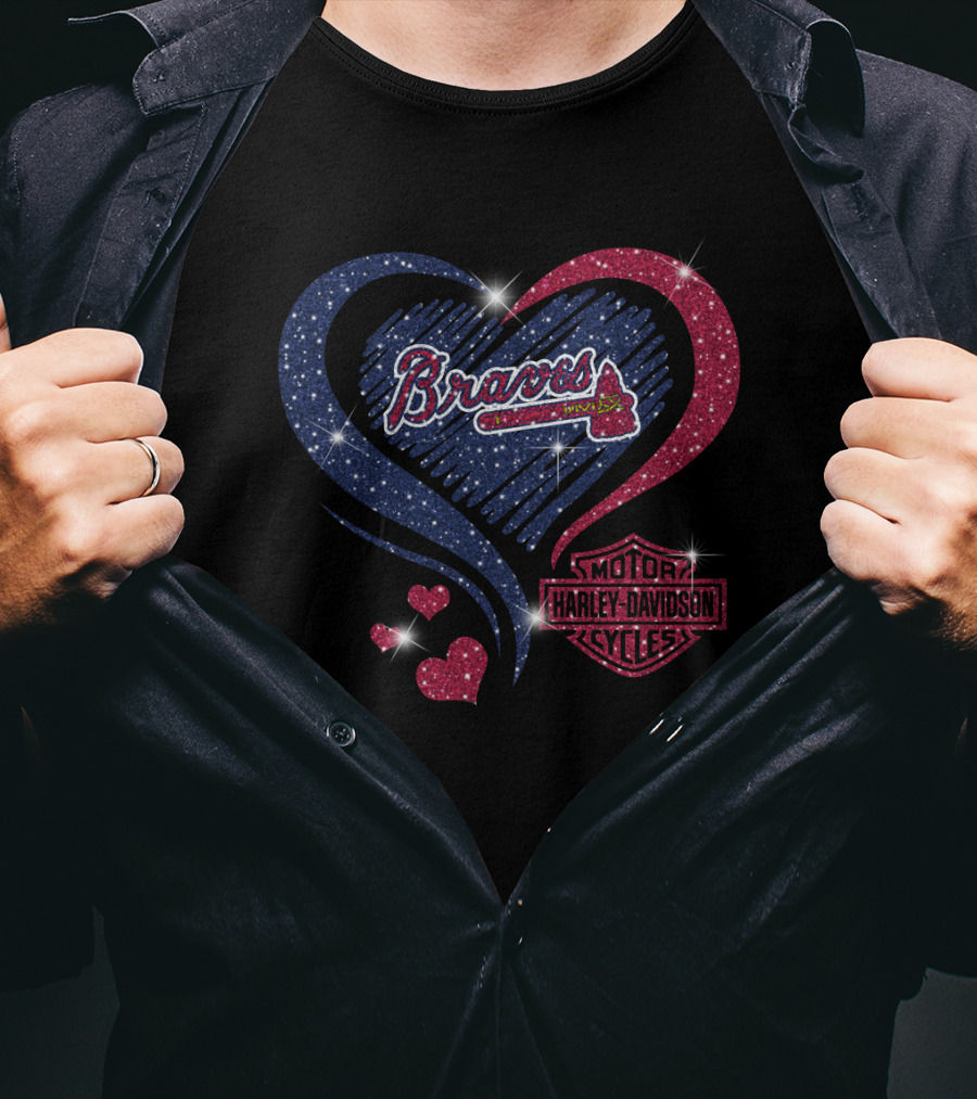 Braves Harley Davidson Heart Sparkle 0307Hd Atlanta T-Shirt