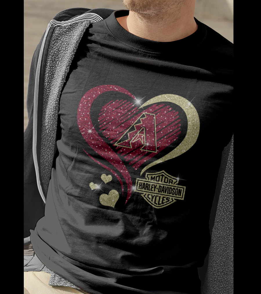 Arizona Diamondbacks Heart Harley Davidson Cycles T-Shirt