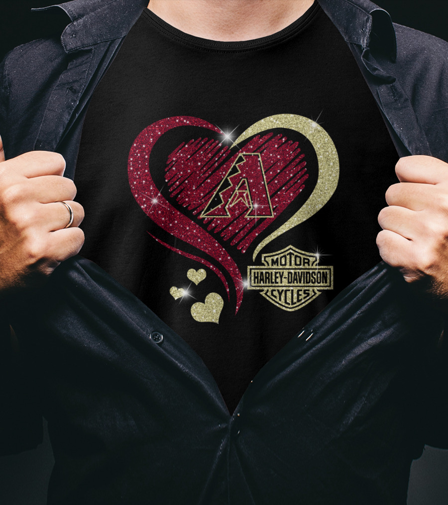 Arizona Diamondbacks Heart Harley Davidson Cycles T-Shirt