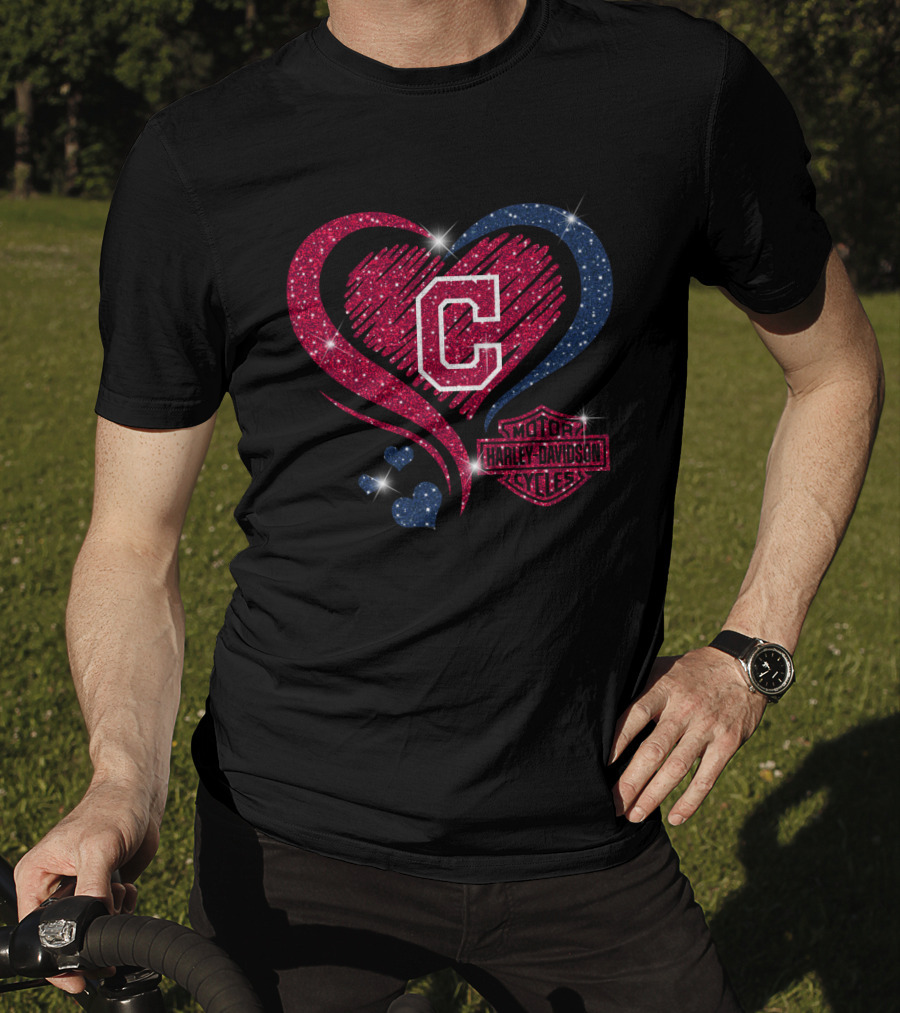 Cleveland Indians Heart Harley Davidson Styles T-Shirt