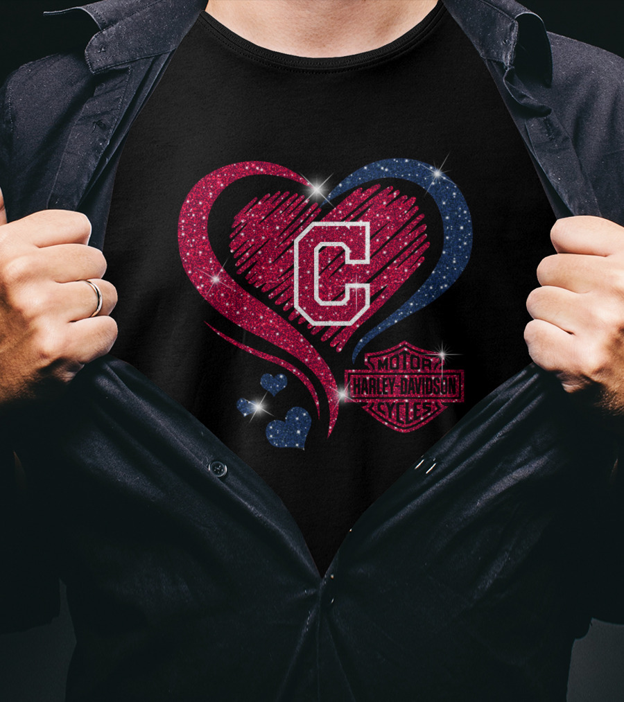 Cleveland Indians Heart Harley Davidson Styles T-Shirt
