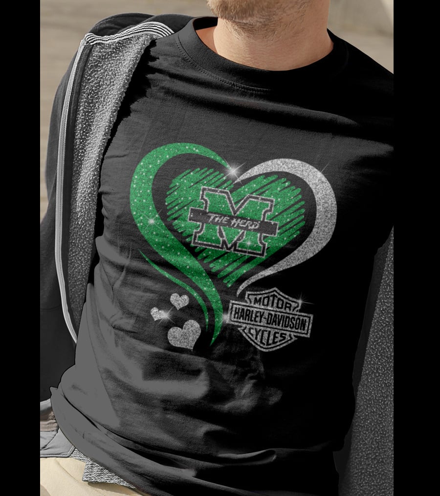 M The Herd Motor Harley Davidson Cycles Heart 0306Hd Marshall Thundering Herd T-Shirt