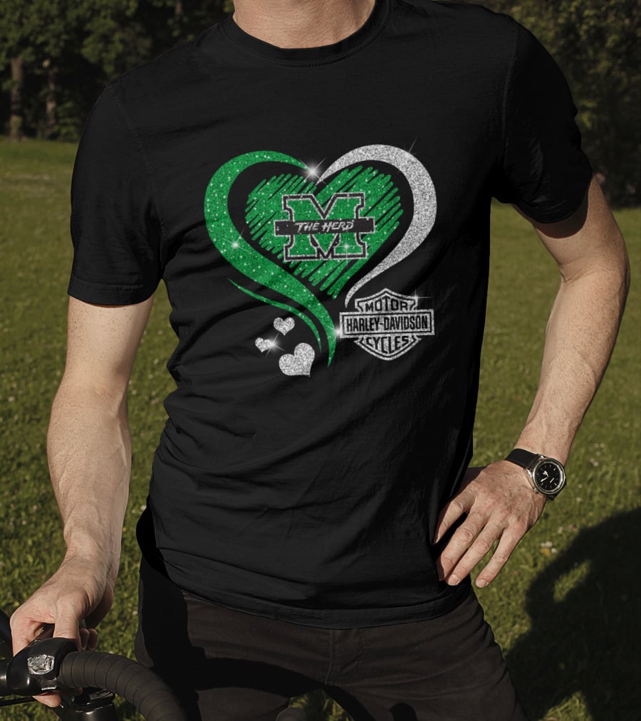 M The Herd Motor Harley Davidson Cycles Heart 0306Hd Marshall Thundering Herd T-Shirt