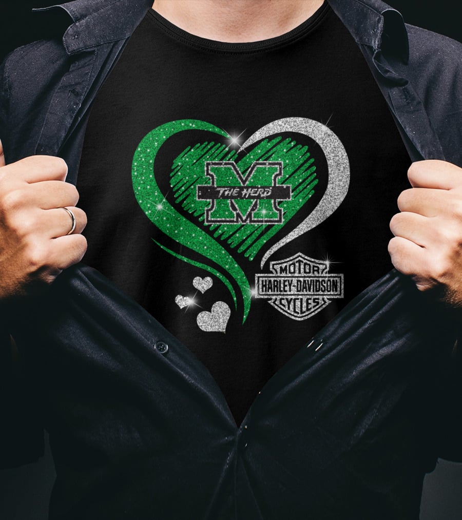 M The Herd Motor Harley Davidson Cycles Heart 0306Hd Marshall Thundering Herd T-Shirt