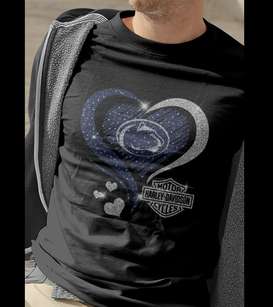 Penn State Nittany Lions Harley Davidson Heart Logo Sparkle 0306Hd T-Shirt
