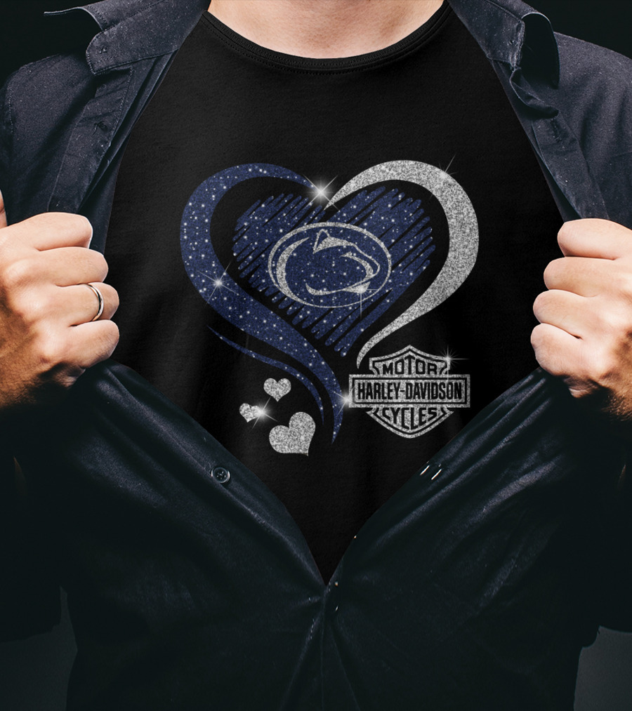 Penn State Nittany Lions Harley Davidson Heart Logo Sparkle 0306Hd T-Shirt