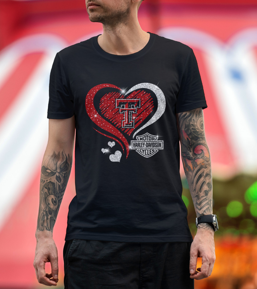 Texas Tech Red Raiders Harley Davidson Heart T-Shirt