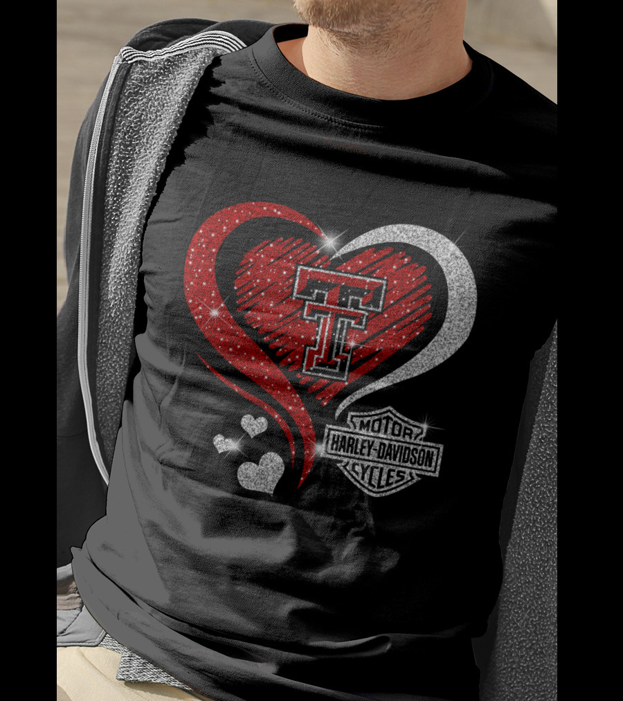 Texas Tech Red Raiders Harley Davidson Heart T-Shirt