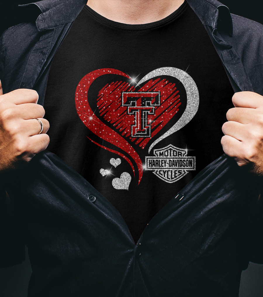 Texas Tech Red Raiders Harley Davidson Heart T-Shirt