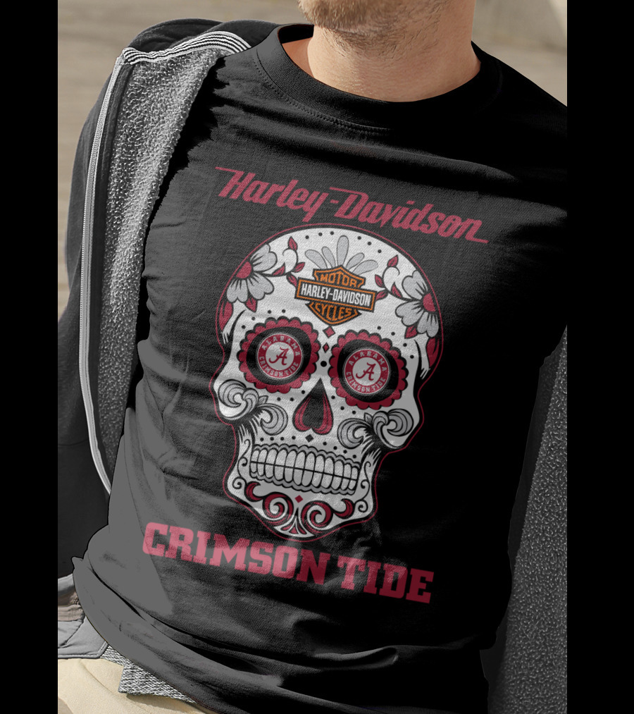 Harley Davidson Crimson Tide Alabama Sugar Skull T-Shirt