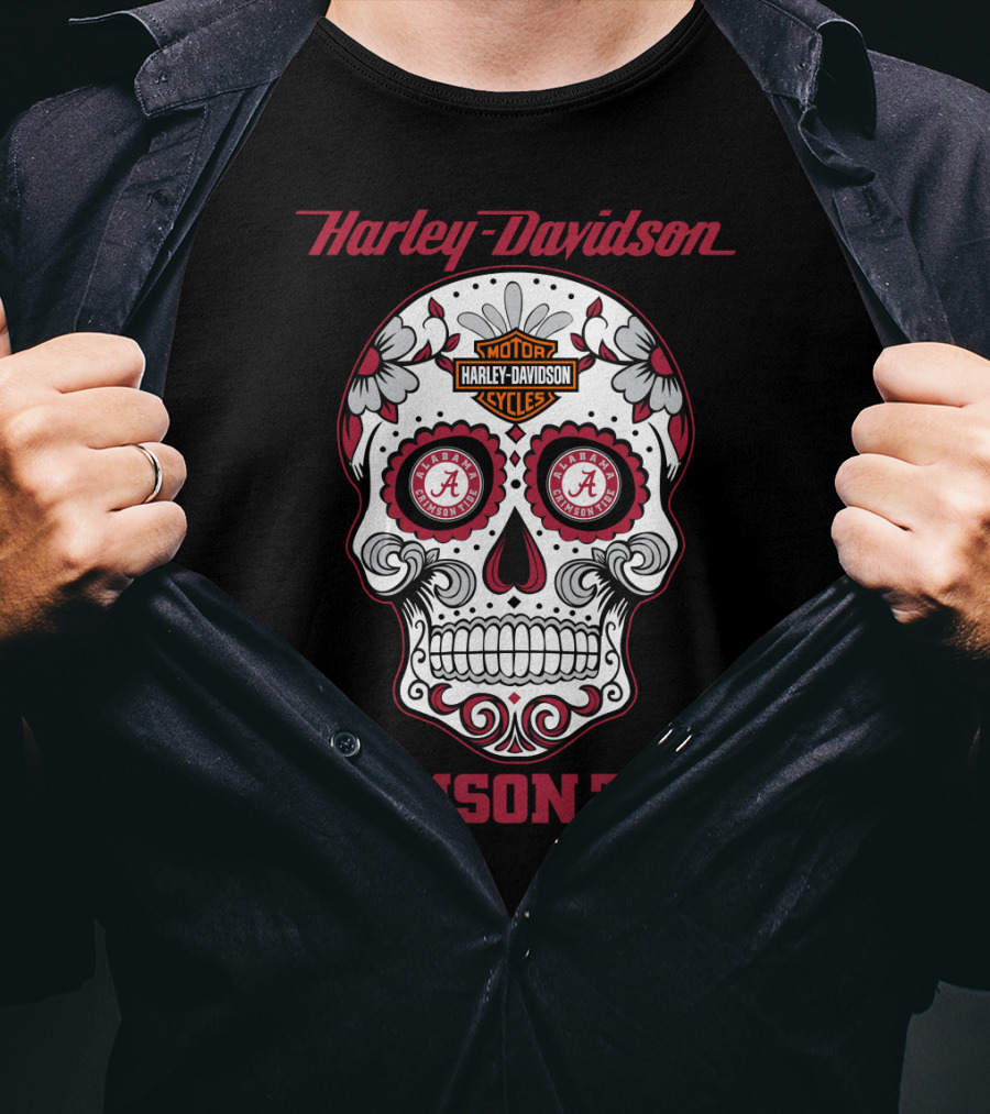 Harley Davidson Crimson Tide Alabama Sugar Skull T-Shirt