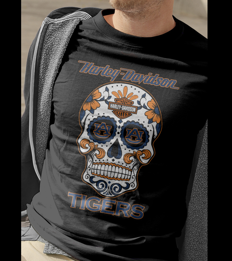 Harley Davidson Auburn Tigers Sugar Skull T-Shirt