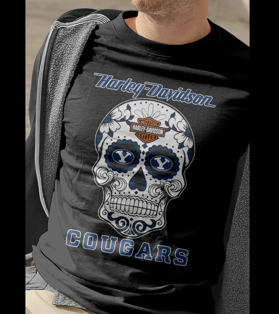 Harley Davidson Byu Cougars Sugar Skull T-Shirt