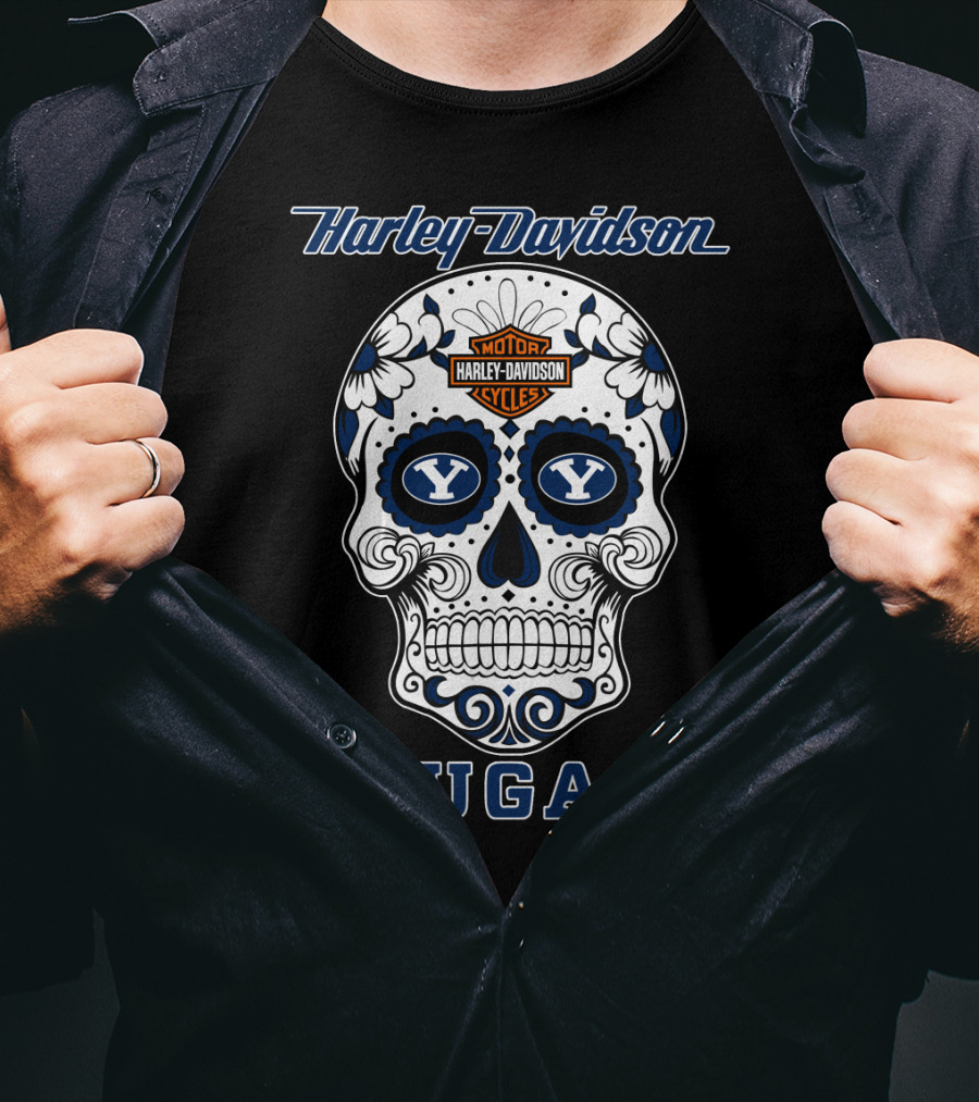 Harley Davidson Byu Cougars Sugar Skull T-Shirt