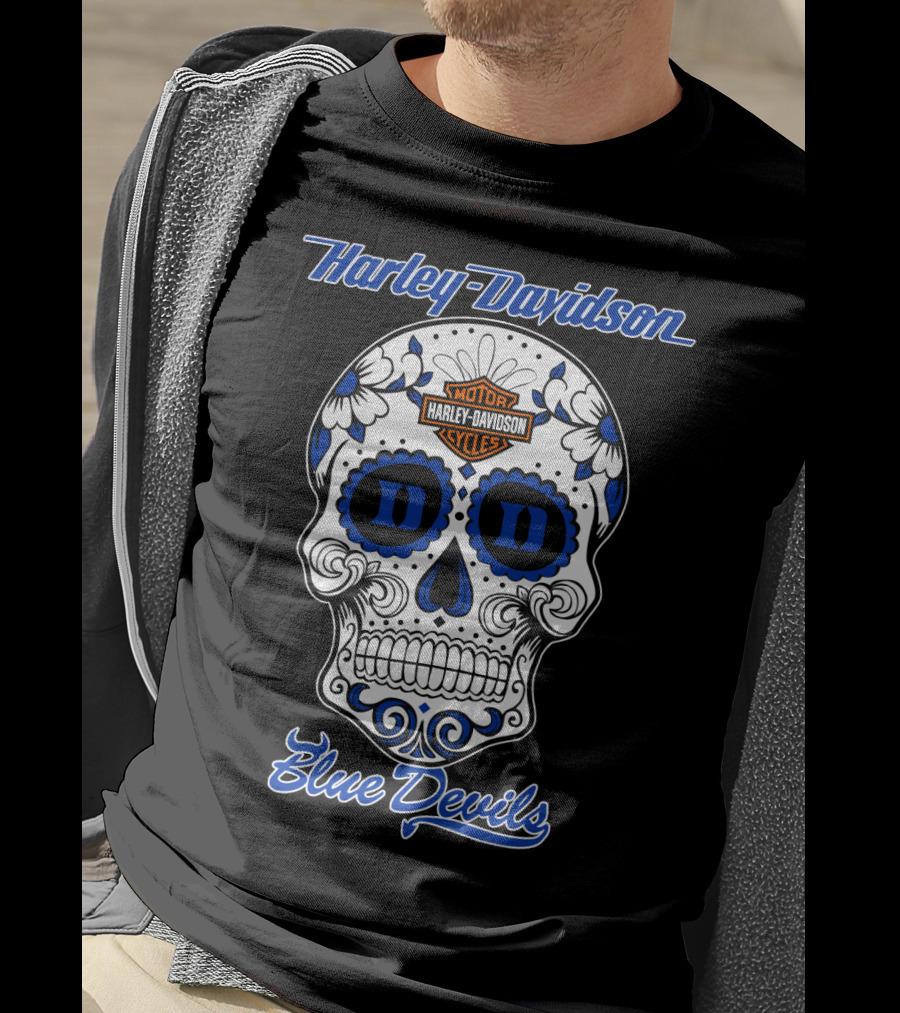 Harley Davidson Blue Devils Sugar Skull T-Shirt