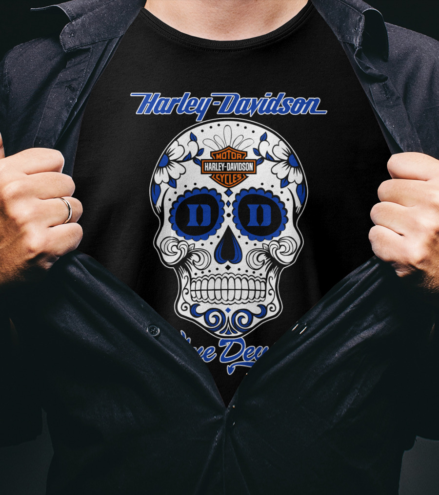 Harley Davidson Blue Devils Sugar Skull T-Shirt
