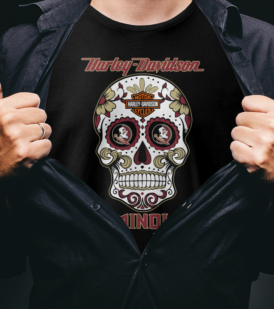Harley Davidson Florida State Seminoles Sugar Skull T-Shirt