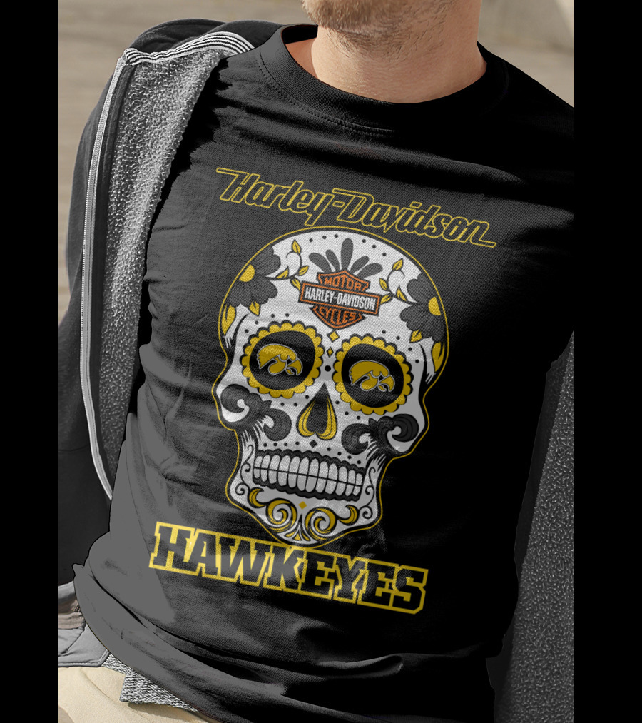 Harley Davidson Hawkeyes Sugar Skull T-Shirt