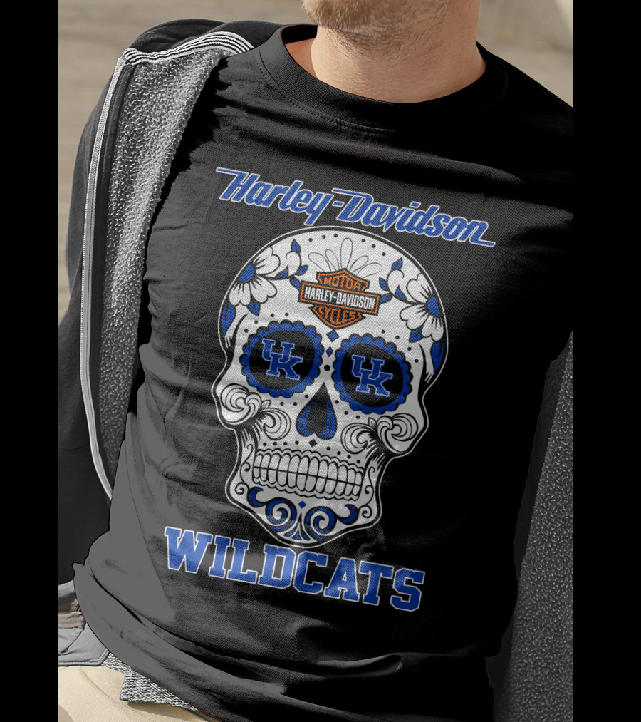 Harley Davidson Kentucky Wildcats Sugar Skull Mood T-Shirt