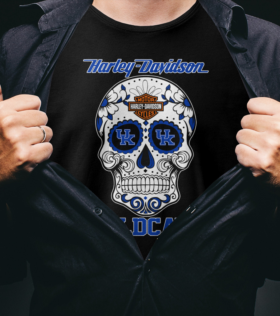 Harley Davidson Kentucky Wildcats Sugar Skull Mood T-Shirt