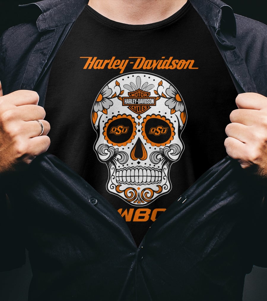 Harley Davidson Oklahoma State University Cowboys Skull Osu T-Shirt