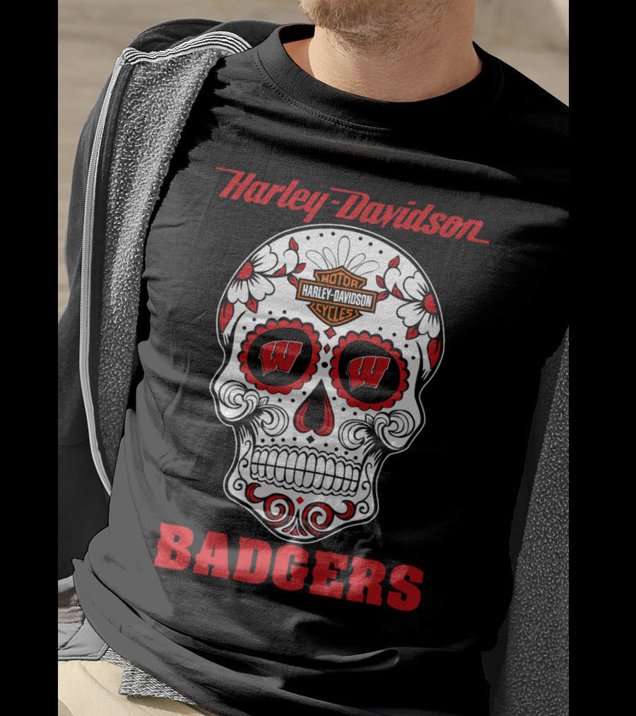 Harley Davidson Motor Cycles Wisconsin Badgers T-Shirt