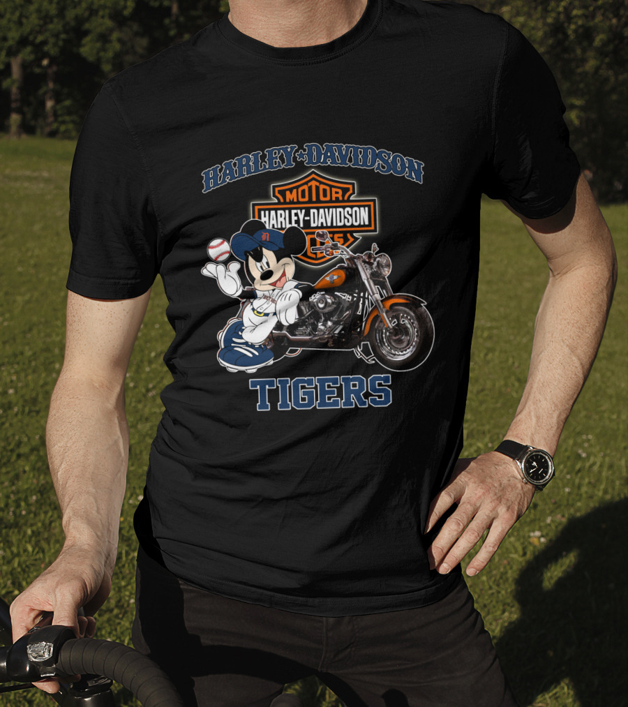 Harley Davidson Motor Mickey Mouse Detroit Tigers T-Shirt