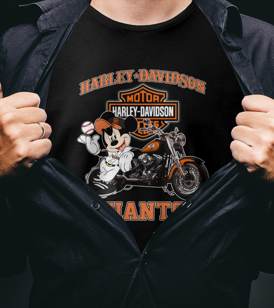 Harley Davidson San Francisco Giants Motorcycle Mickey T-Shirt