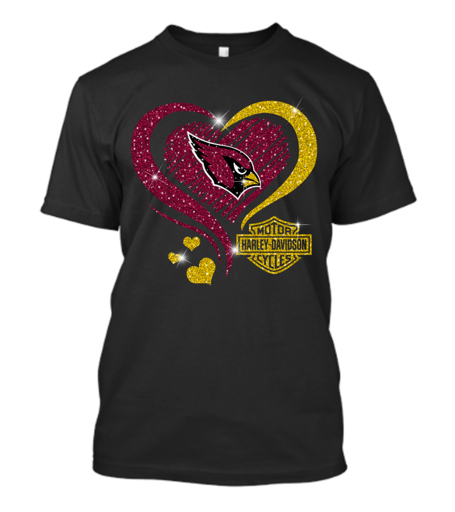 Arizona Cardinals Love Heart Harley Davidson Motor Cycles T-Shirt