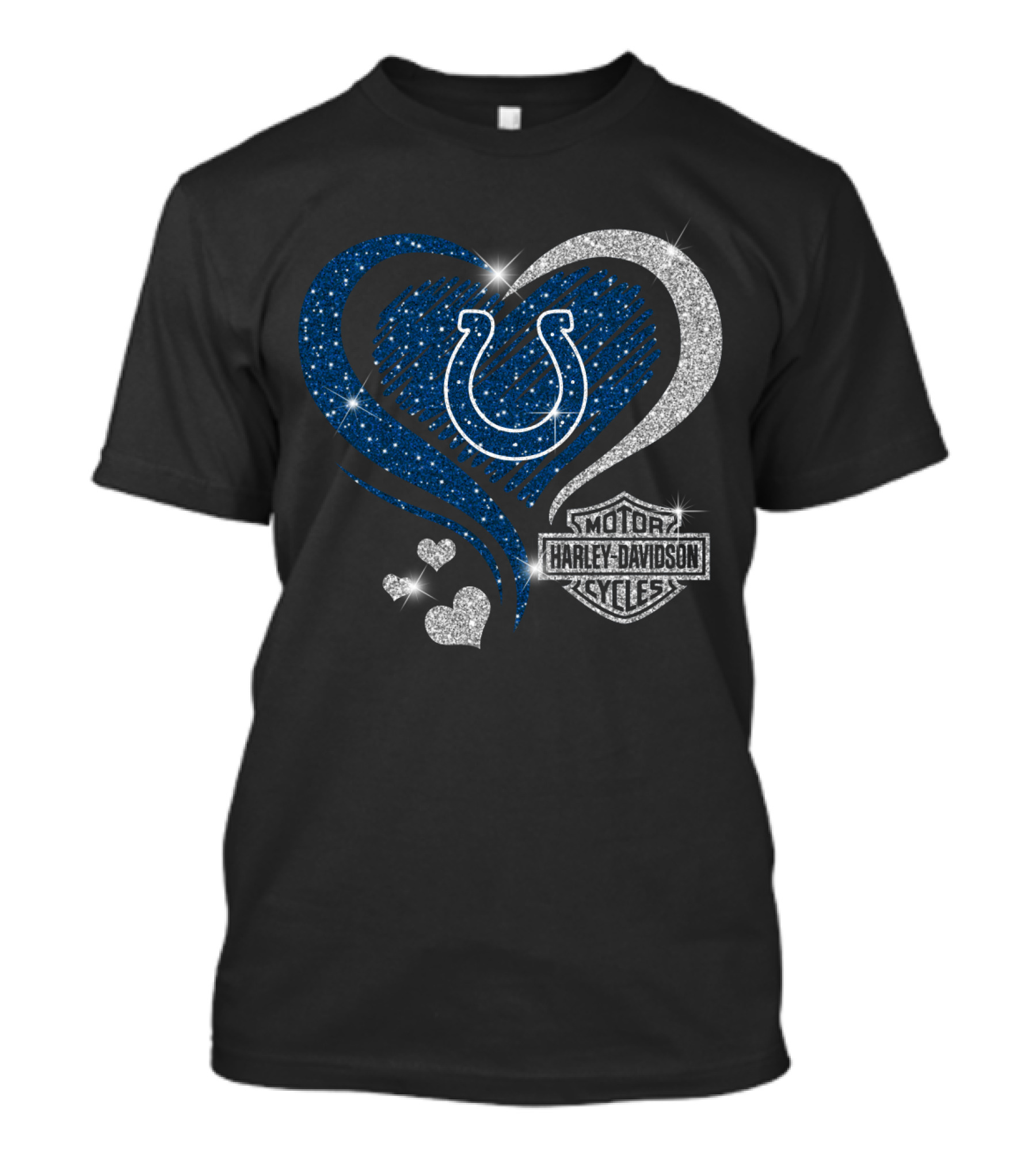 Indianapolis Colts Heart Harley Davidson Sparkle T-Shirt