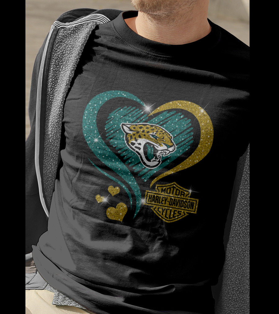 Harley Davidson Motorcycles Jacksonville Jaguars Heart T-Shirt