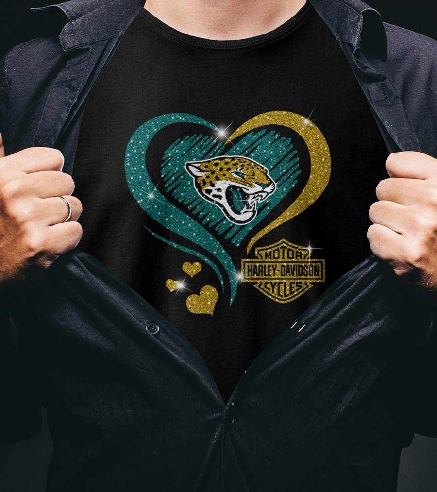 Harley Davidson Motorcycles Jacksonville Jaguars Heart T-Shirt