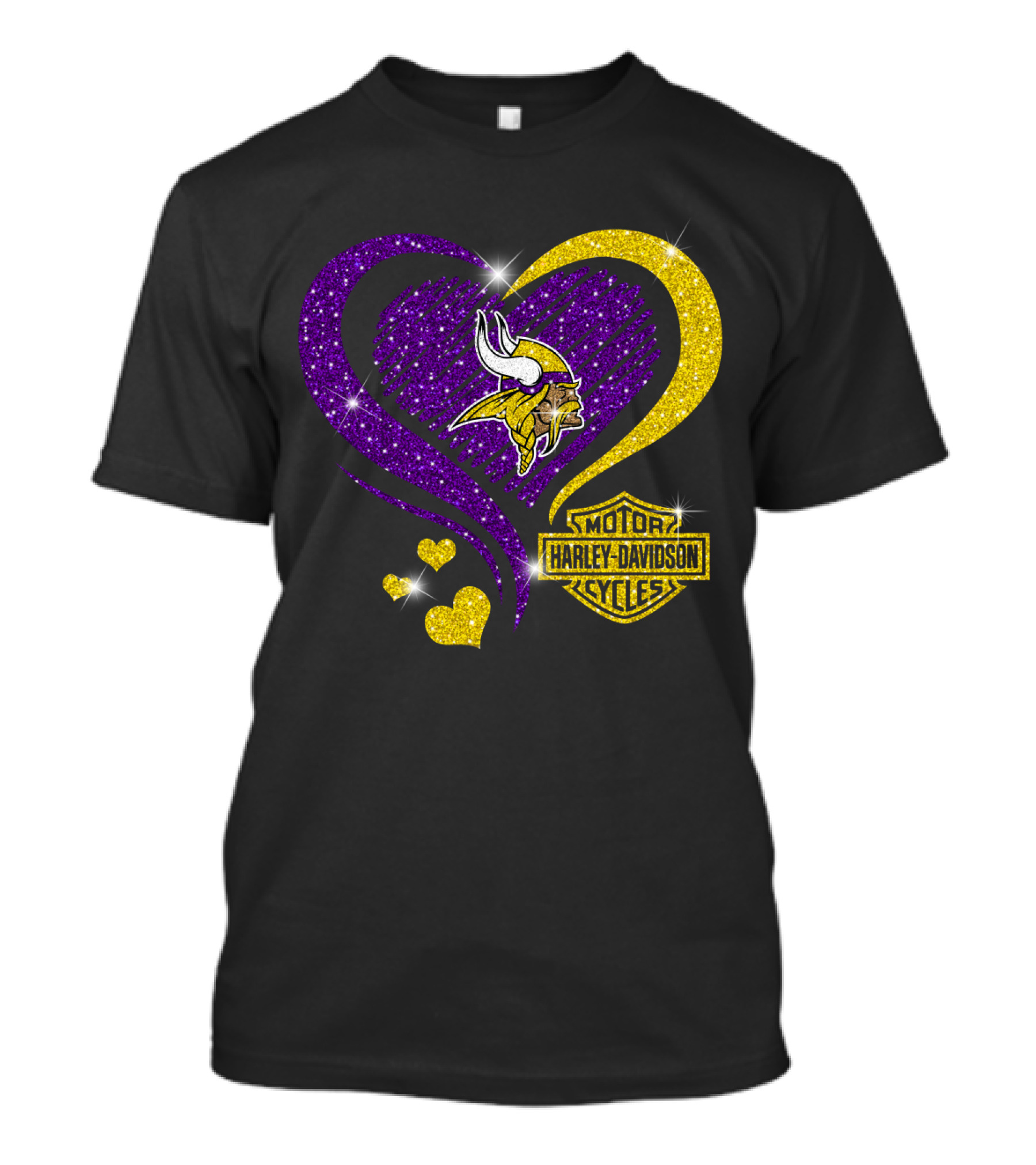 Minnesota Vikings Harley Davidson Heart T-Shirt