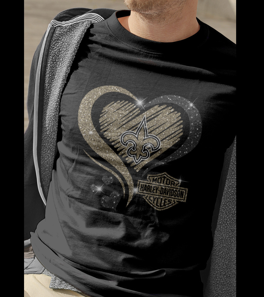 Harley Davidson New Orleans Saints Heart T-Shirt