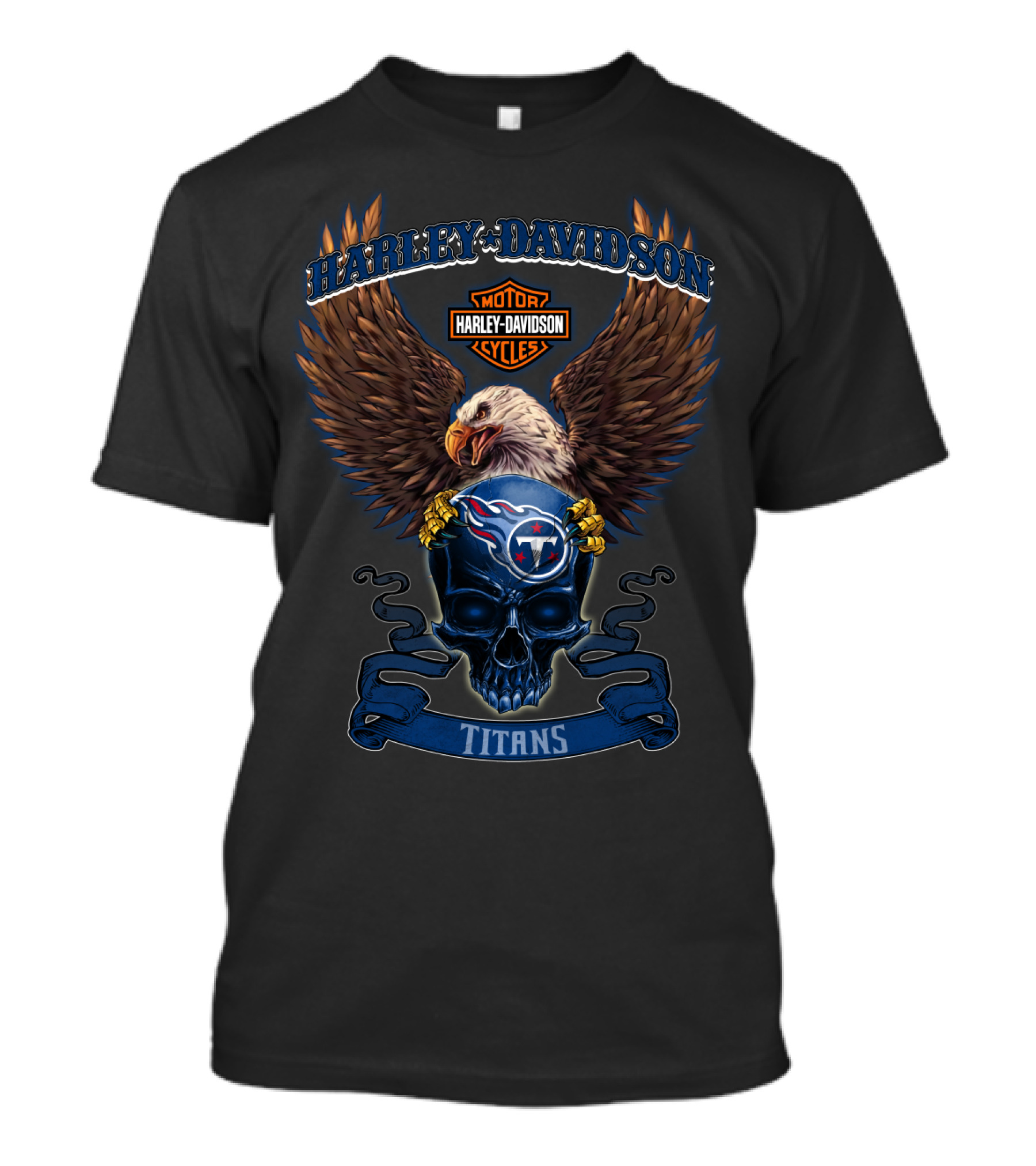 Harley Davidson Motor Cycles Tennessee Titans Eagle Skull T-Shirt
