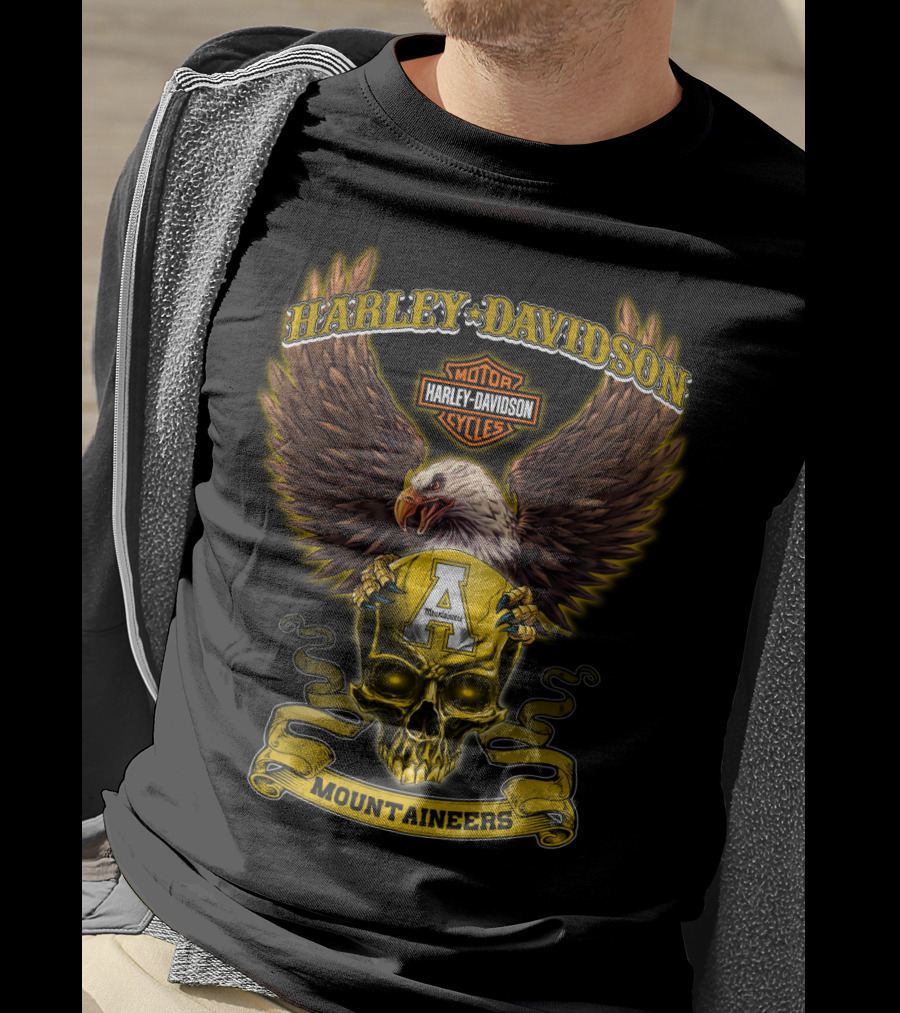 Harley Davidson Eagle Skull Appalachian State Mountaineers T-Shirt