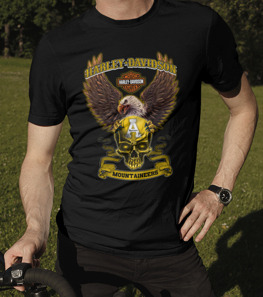 Harley Davidson Eagle Skull Appalachian State Mountaineers T-Shirt