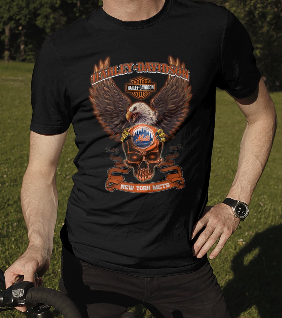 Harley Davidson Motor Cycles Eagle New York Mets T-Shirt