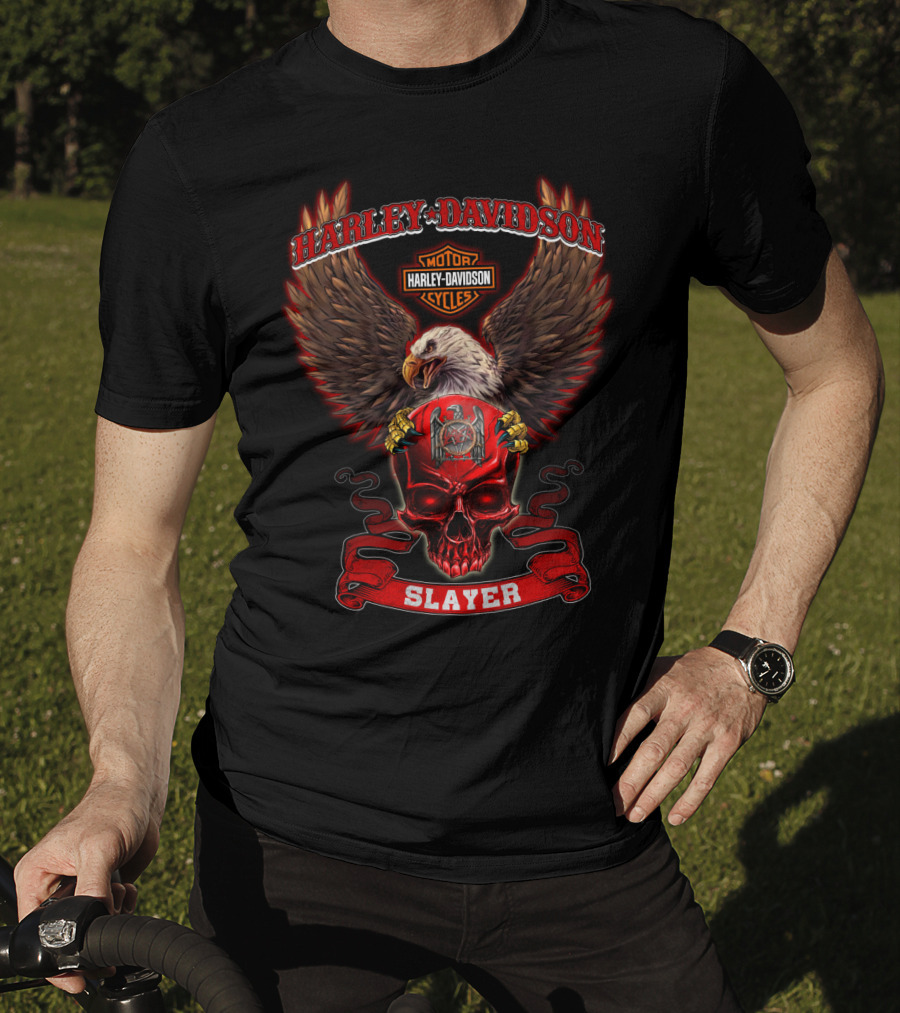 Harley Davidson Slayer Bald Eagle Skull T-Shirt