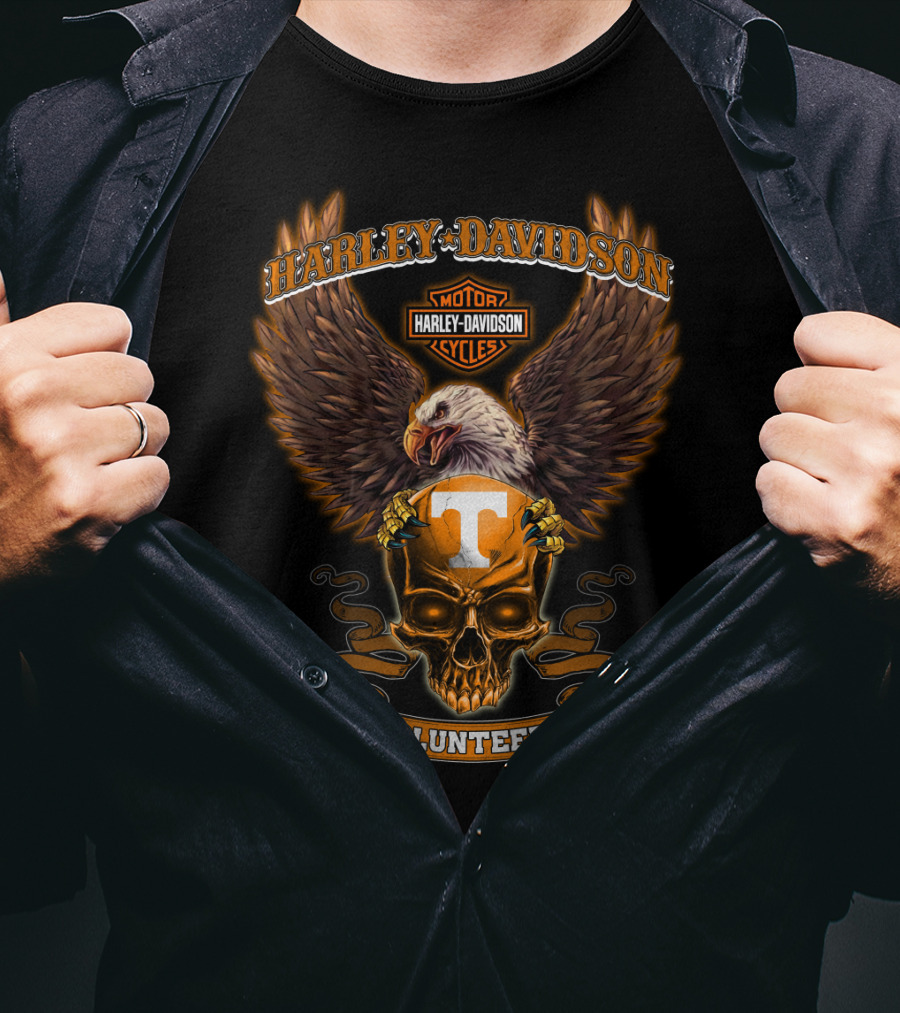 Harley Davidson Tennessee Volunteers Eagles Skulls T-Shirt