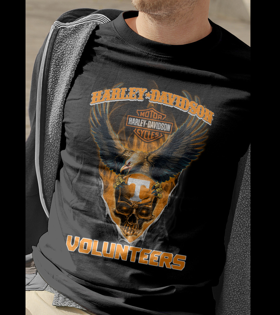 Harley Davidson Motor Cycles Volunteers Eagle Skull T T-Shirt