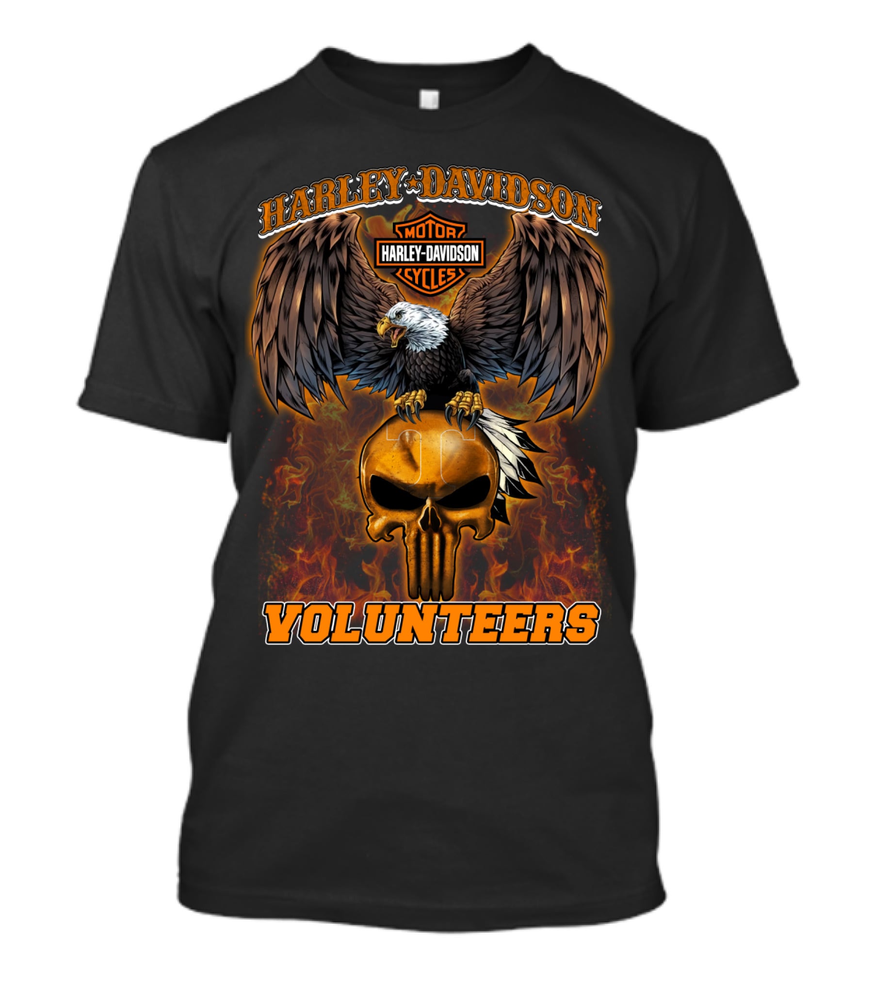 Harley Davidson Motor Cycles Eagle Flame Tennessee Volunteers T-Shirt