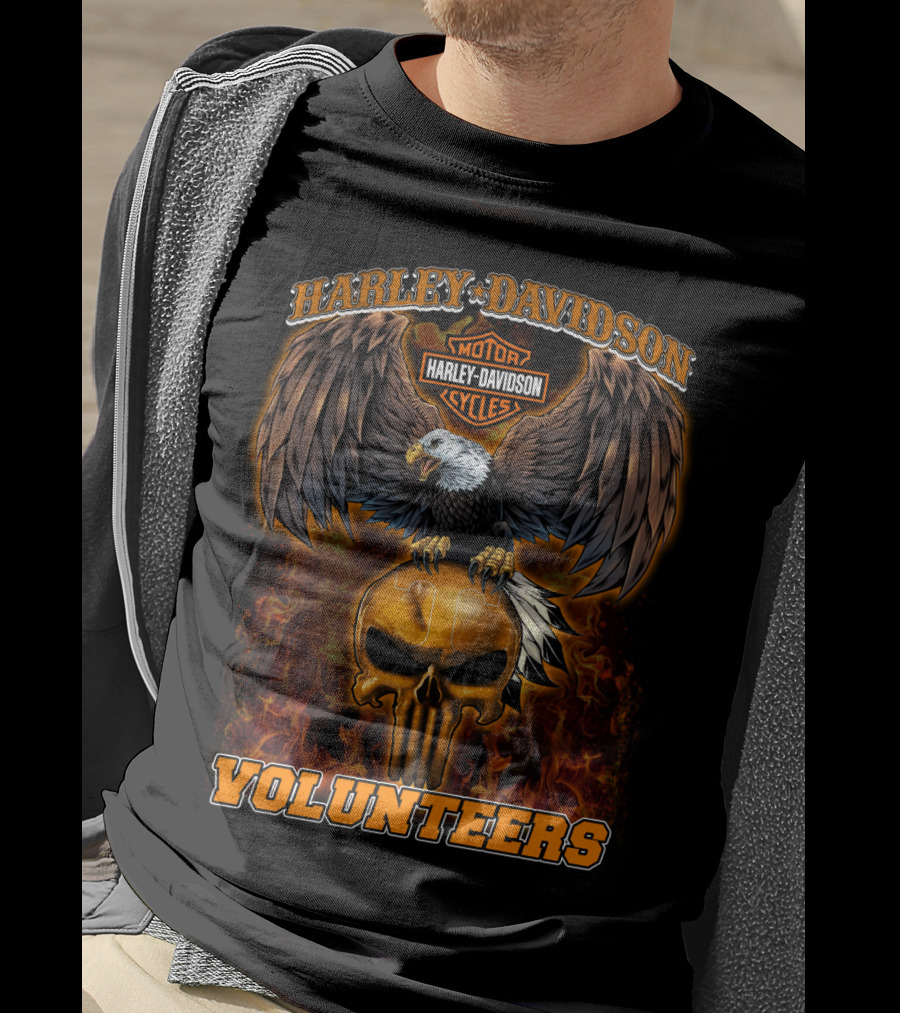 Harley Davidson Motor Cycles Eagle Flame Tennessee Volunteers T-Shirt