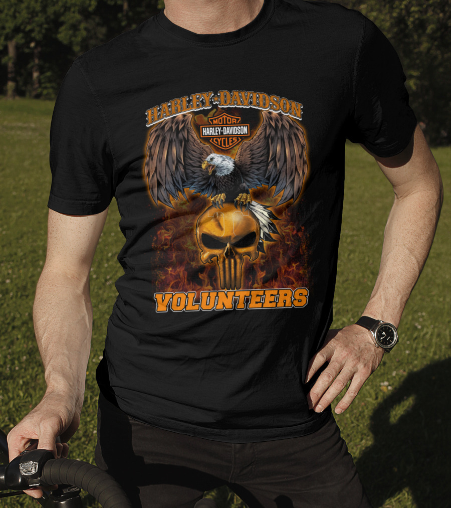 Harley Davidson Motor Cycles Eagle Flame Tennessee Volunteers T-Shirt