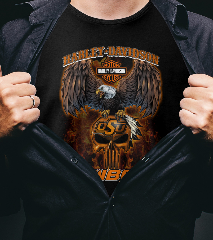 Harley Davidson Motorcycles Osu Cowboys Eagle T-Shirt