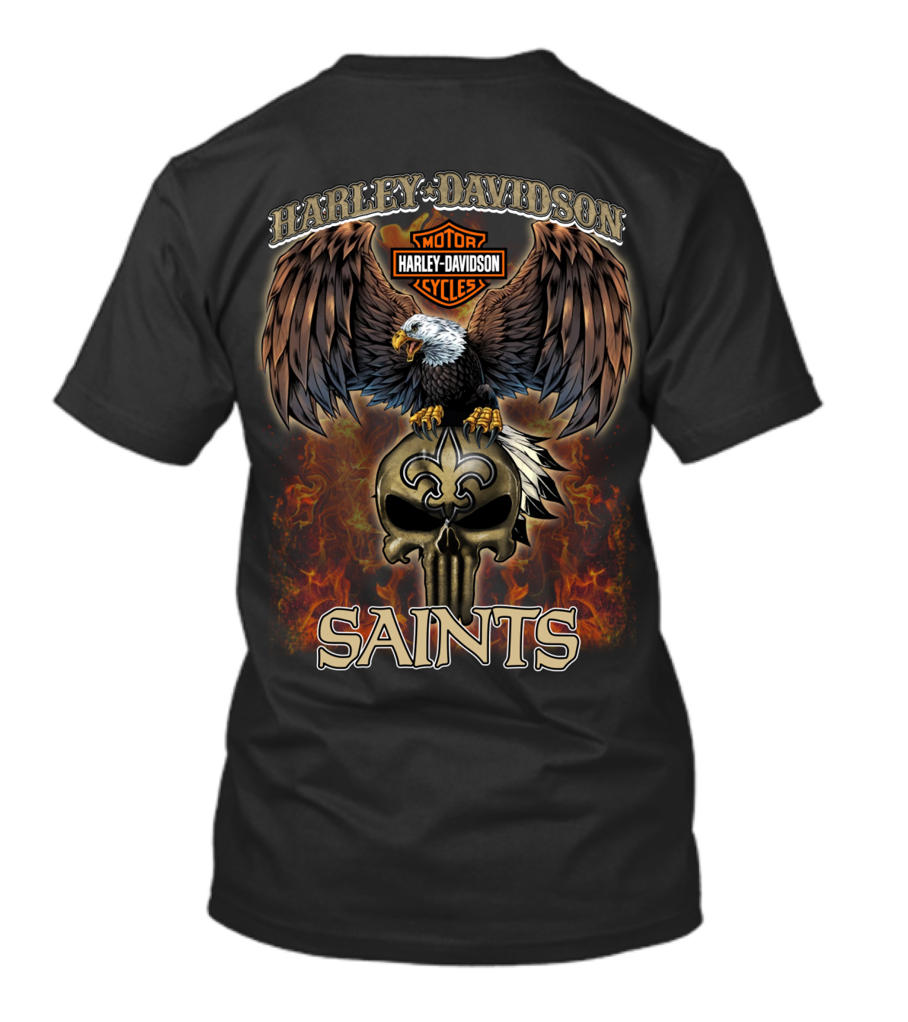 Harley Davidson Motorcycles Eagle Skull Saints T-Shirt